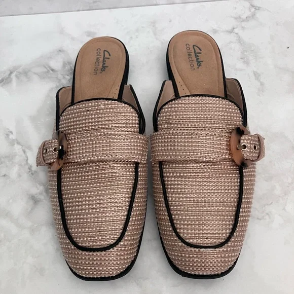 CLARKS Tan Woven Mules Size 11 - Picture 3 of 10